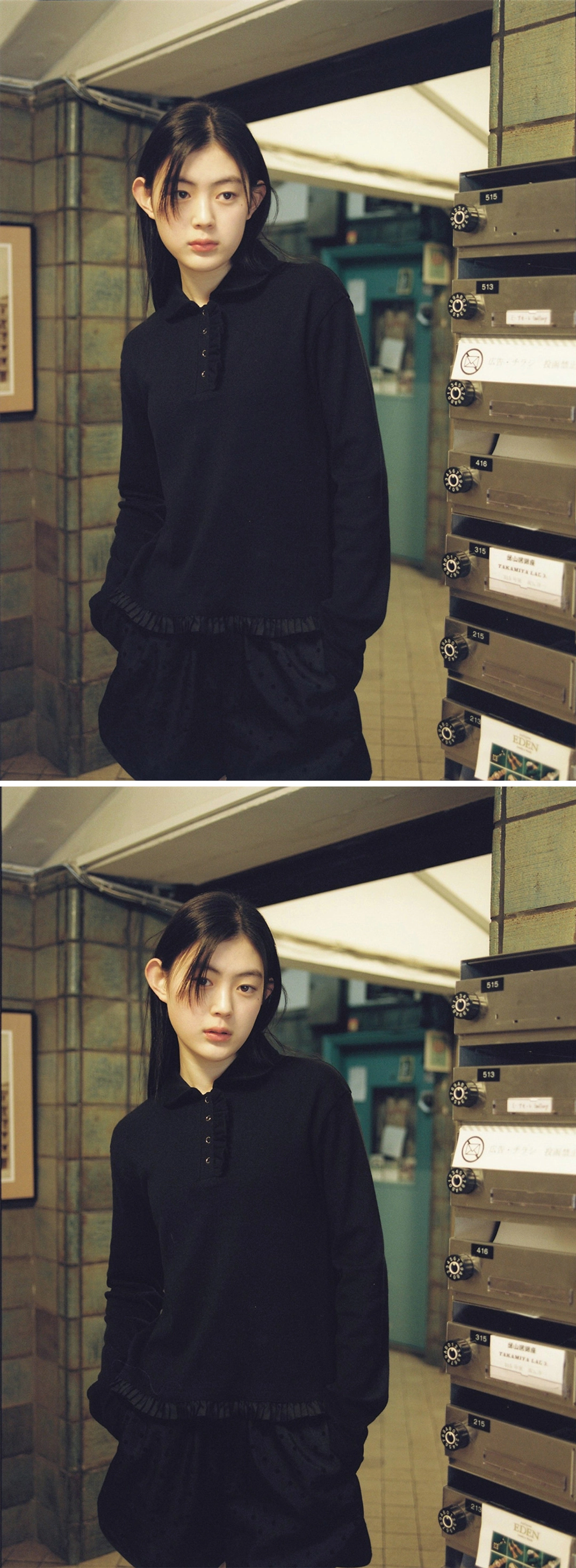 오헤시오 round collar frill long t-shirt (white) 상품 이미지 3