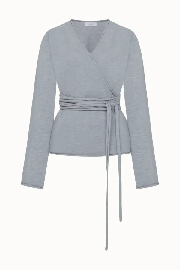 Strap Wrap Knit Top[LMBESPKN264]-Light Gray
