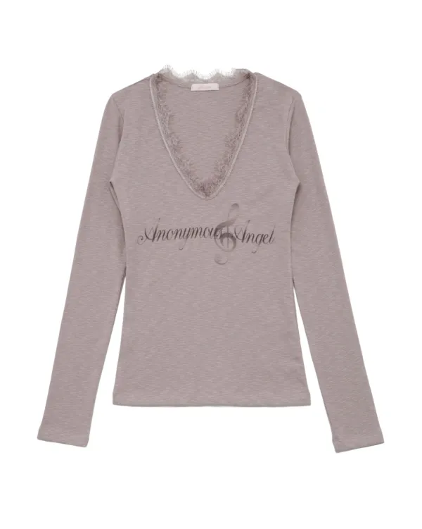 Lace Trimmed T-shirt (Lilac)