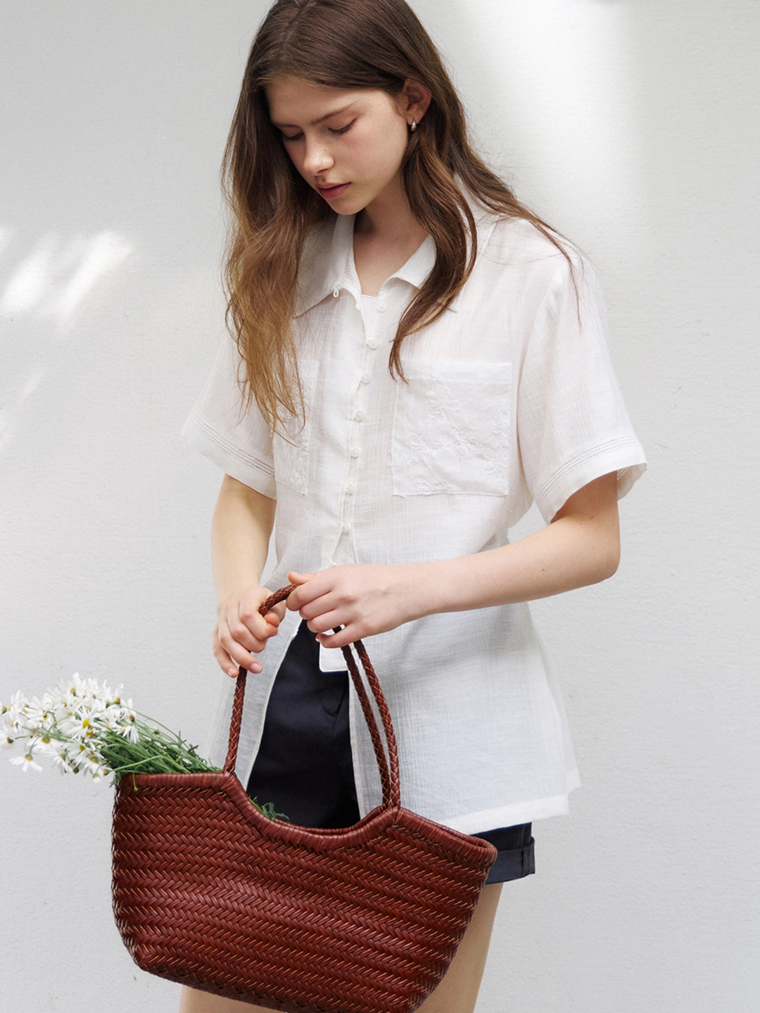 아워코모스 lace point wrinkle shirt (ivory) orc 6049 상품 이미지 1