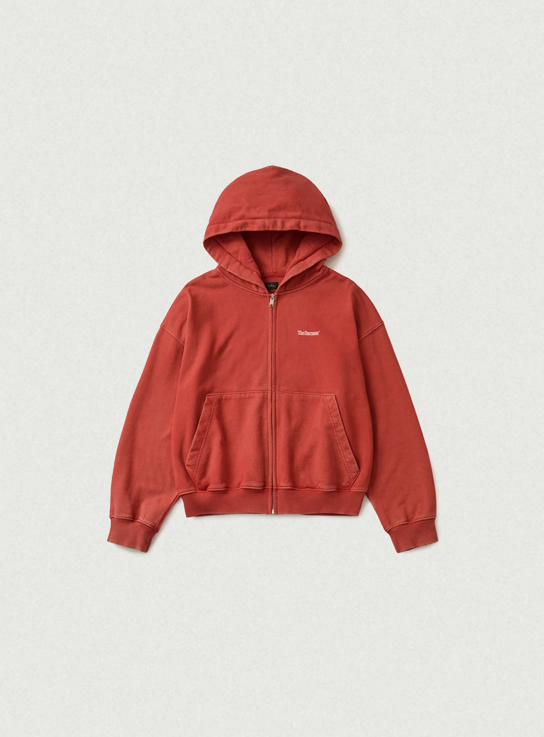 더바넷 Sun-Faded Zip-Up Hoodie_Washed Red 상품 이미지 1