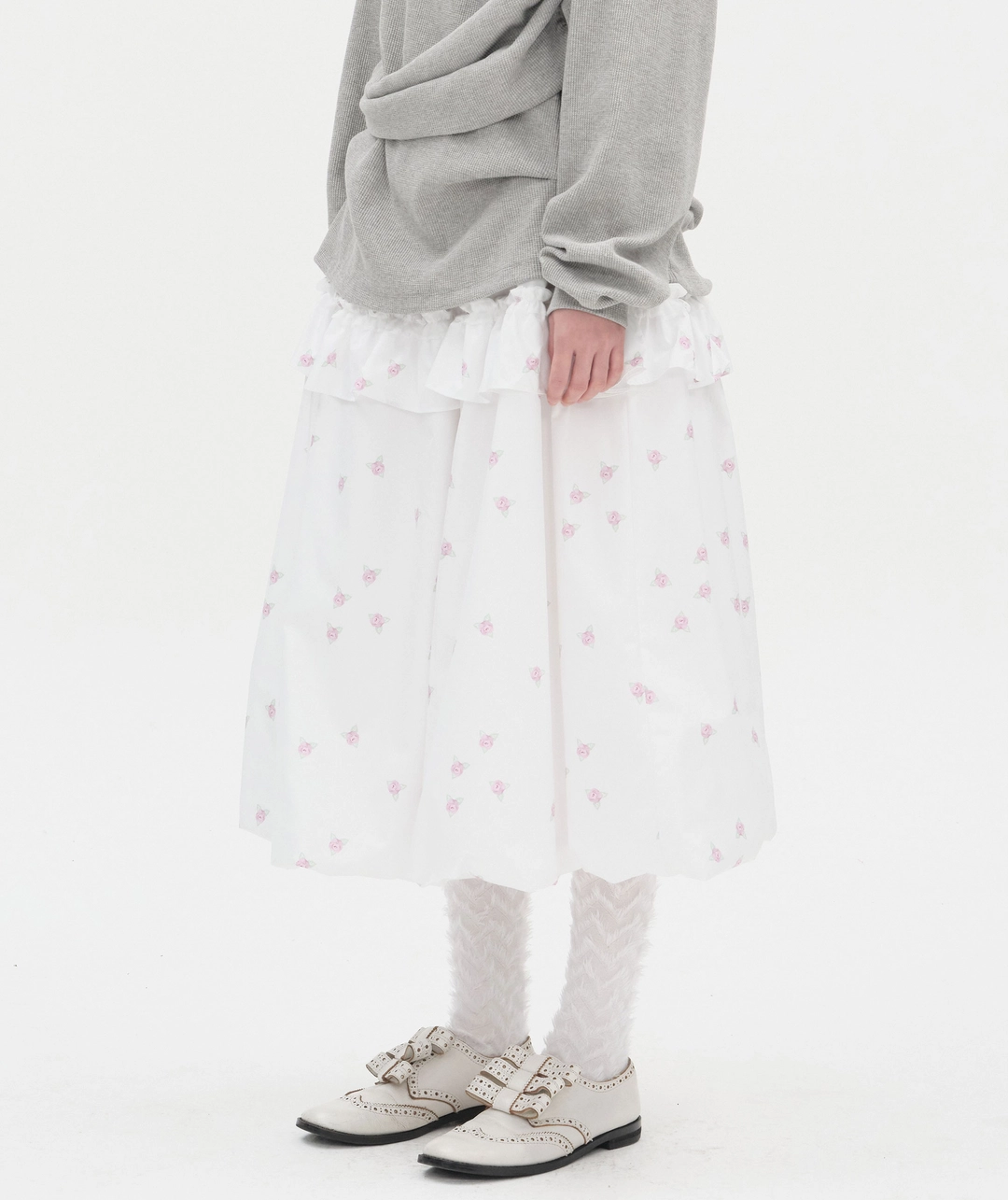 타입서비스 Flower Volume Skirt [White] 상품 이미지 2