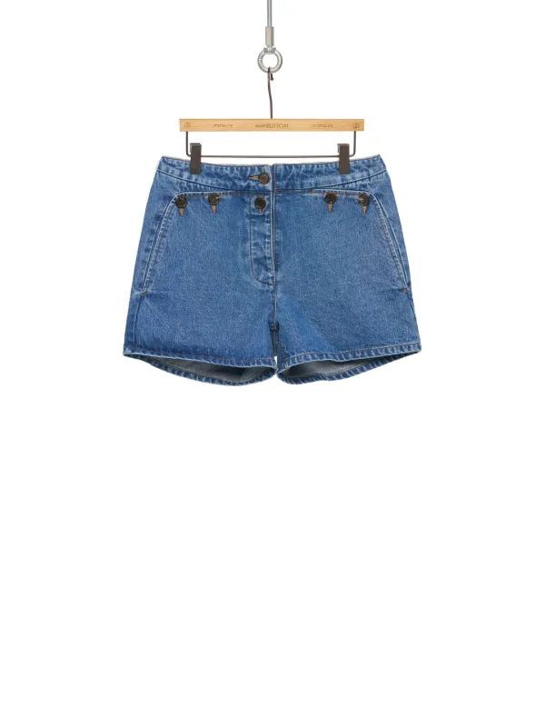PF25 BLUE BUTTON POINT DENIM SHORTS