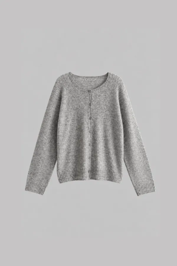 Fine Round Cardigan (heather gray)