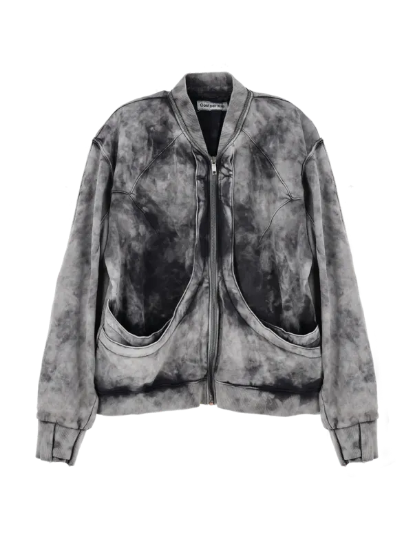 DOUBLE POCKET SWEAT ZIP JACKET GREY