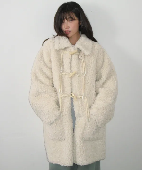 HIGH NECK TOGGLE HALF COAT IVORY