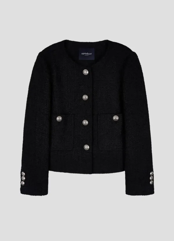 Texture Tweed Jacket Black