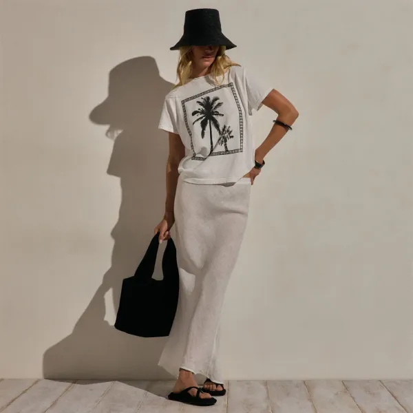 Linen Skirt - White