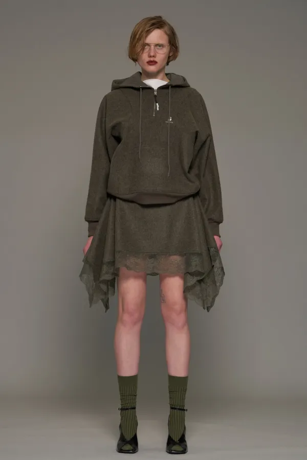 FW26 KHAKI REVERSIBLE HALF ZIP HOODIE