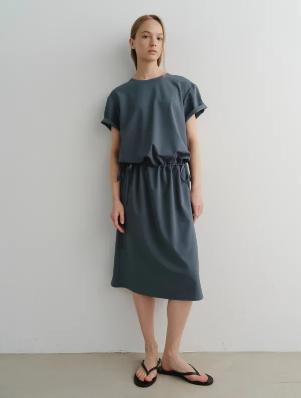Elin Drawstring Dress (Aqua Green)