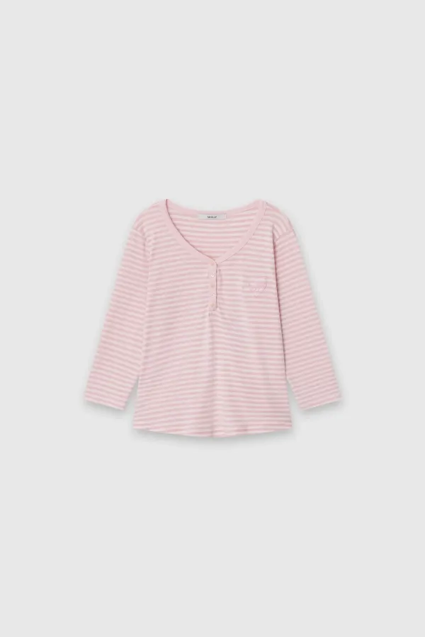 Stripe Logo Button Top Pink