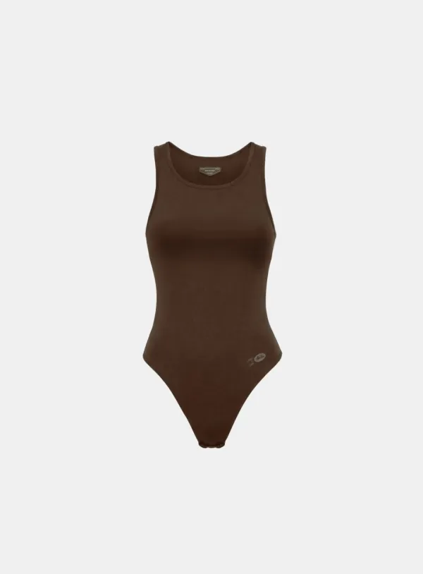 [w-jst26-006] Everyday U-Neck Tank Bodysuit - Brown