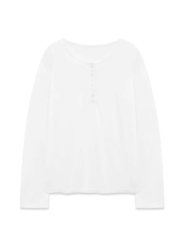 HENRY NECK LONG SLEEVE TOP (WHITE)
