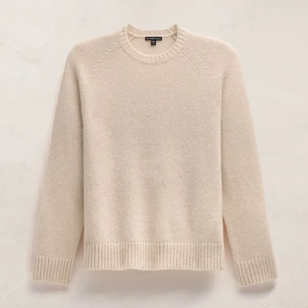 Lightweight Textured Cashmere Crew - Wheat
