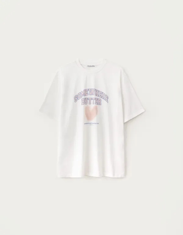 6.16 출고 Fuzzy Heart Logo Over-Fit Top - Ivory