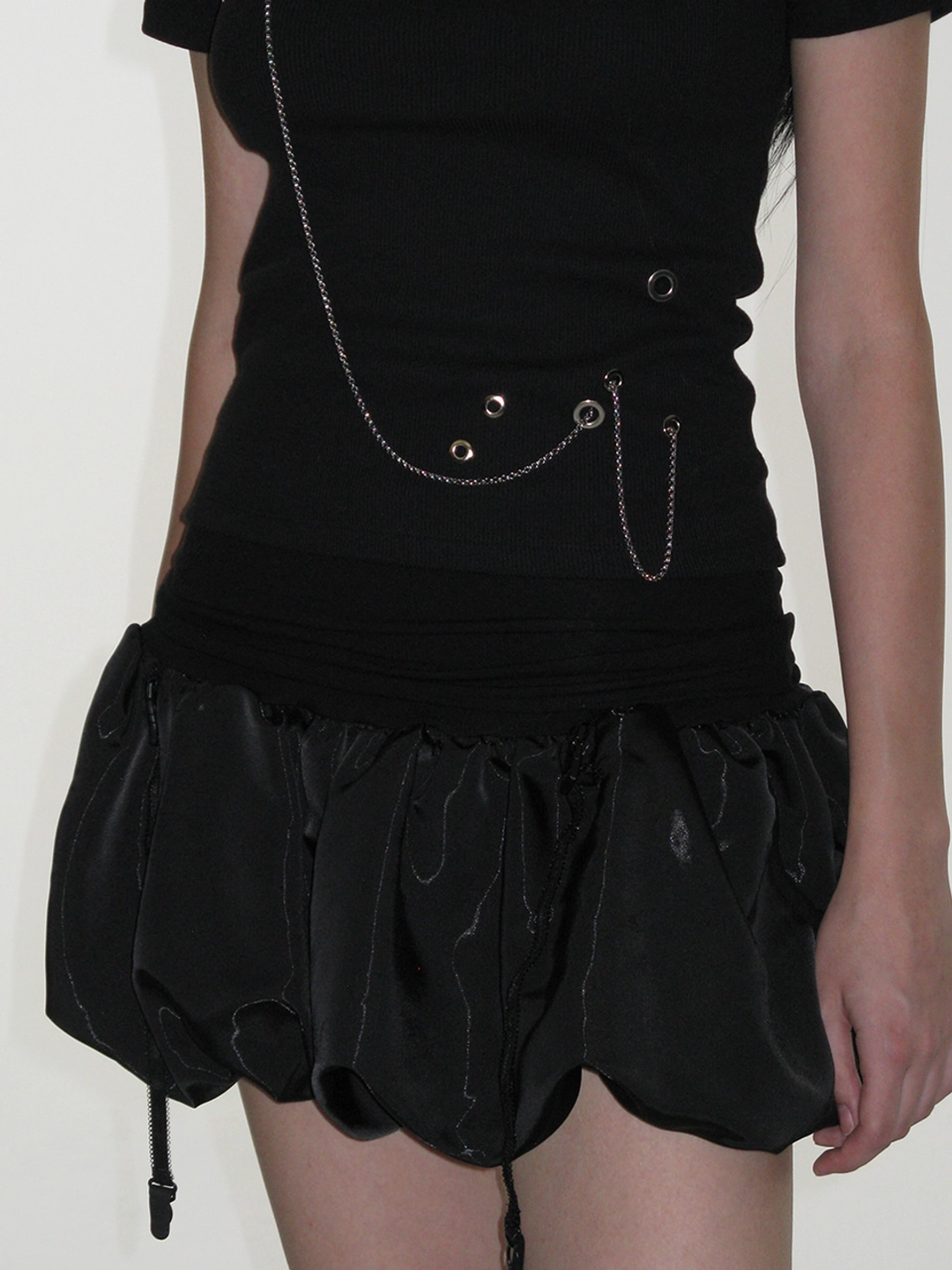 크랭크 [Last one] LACE STRAP BALLOON SKIRT PANTS_BLACK 상품 이미지 2