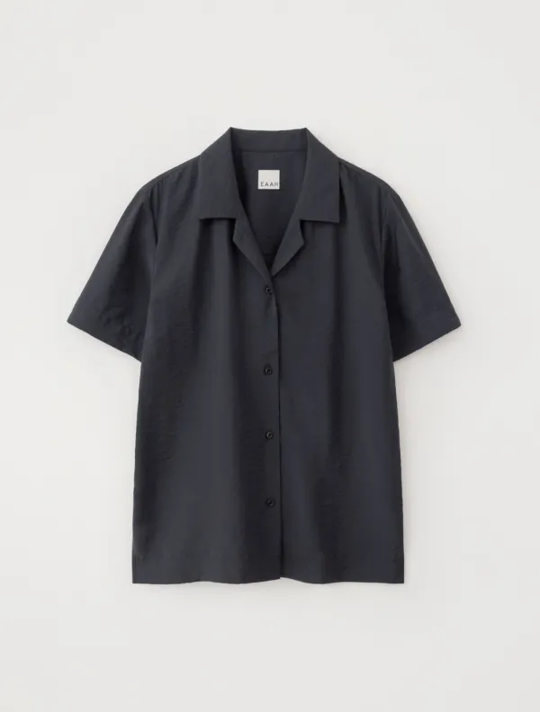 Open Collar Silk Blend Shirt (Grey)