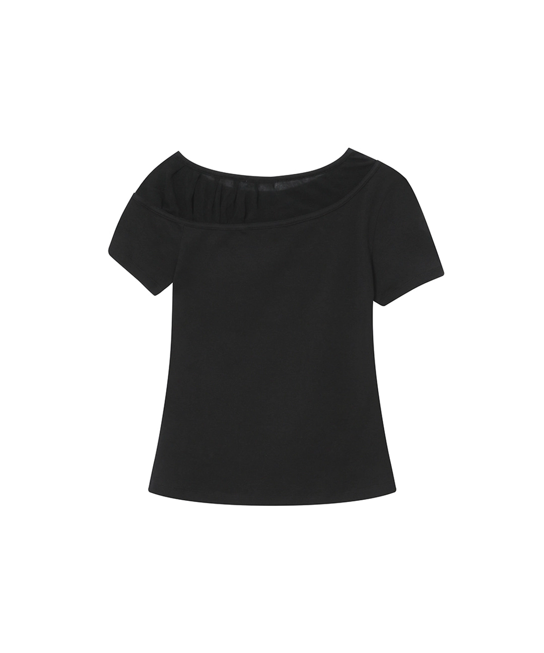 미세키서울 [레이 PICK] Sheer shirring layered top BLACK 상품 이미지 2