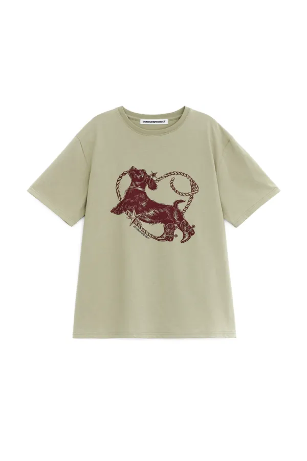 HEART DOG OVERFIT T-SHIRT, KHAKI