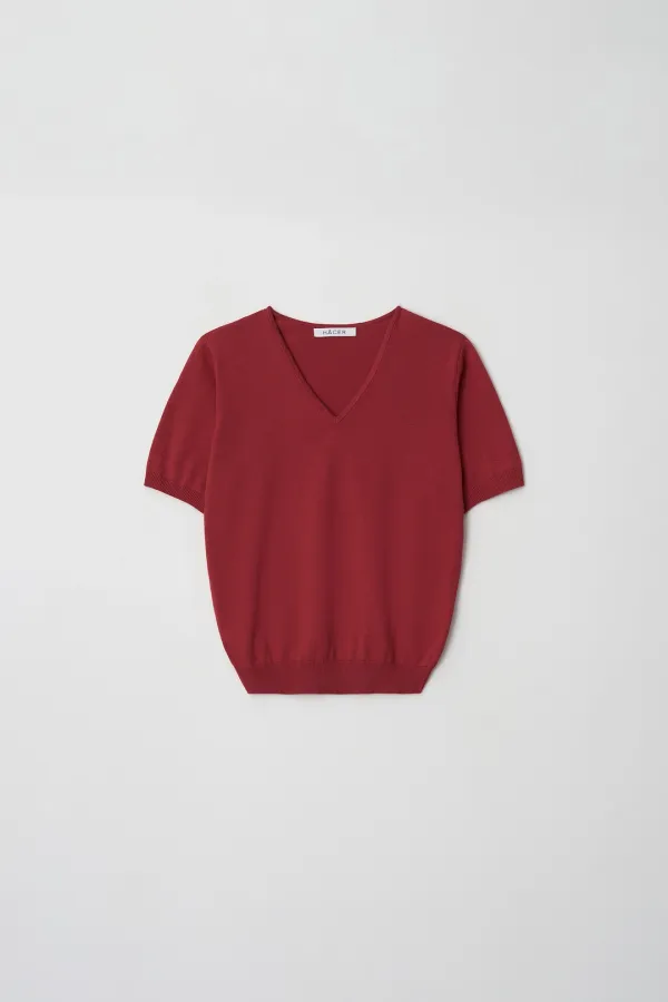 V-neck Short Sleeve Knit
