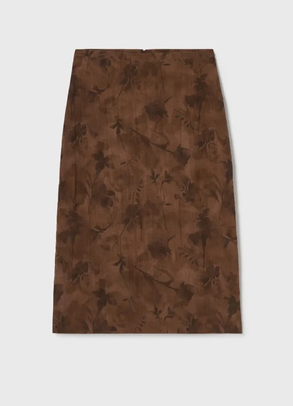 Muted Petal Midi Skirt / Brown