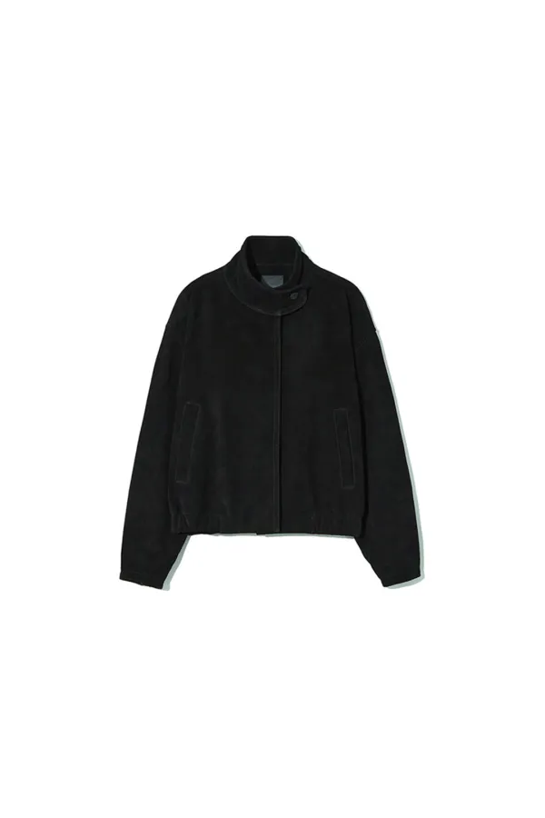 FUNNEL NECK SUEDE BLOUSON [BLACK]