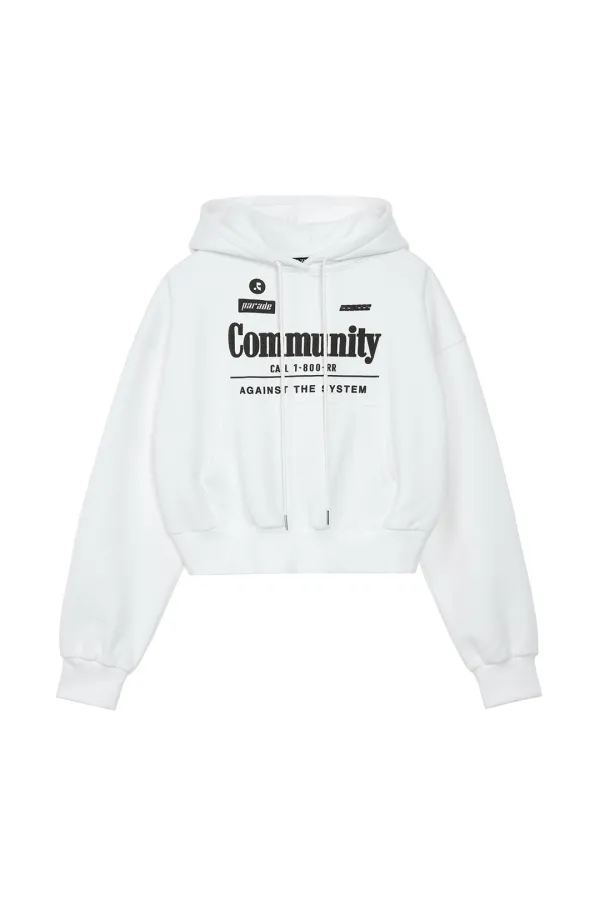 RR COMMUNITY CROPPED HOODIE - WHITE