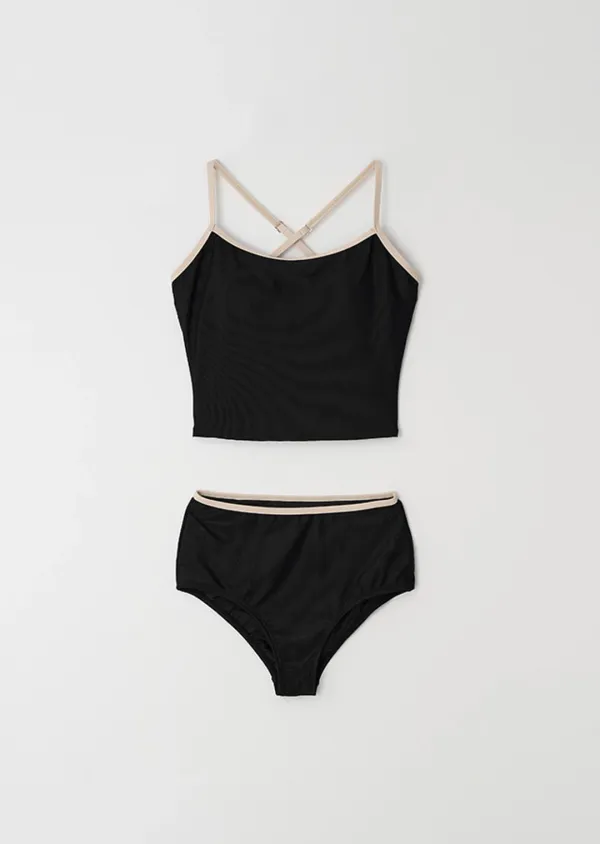 ribbed swim set-black