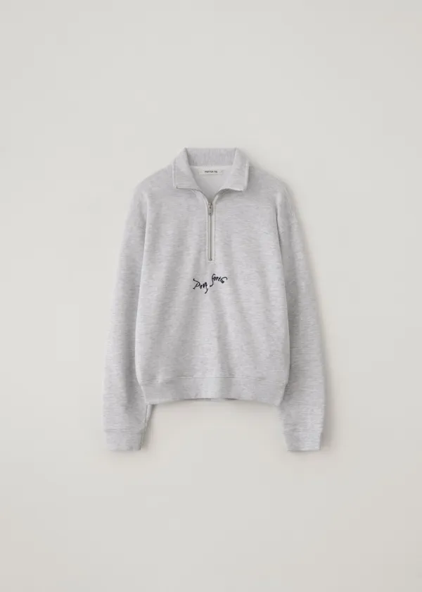 Theme quarter zip-up pullover (white melange)