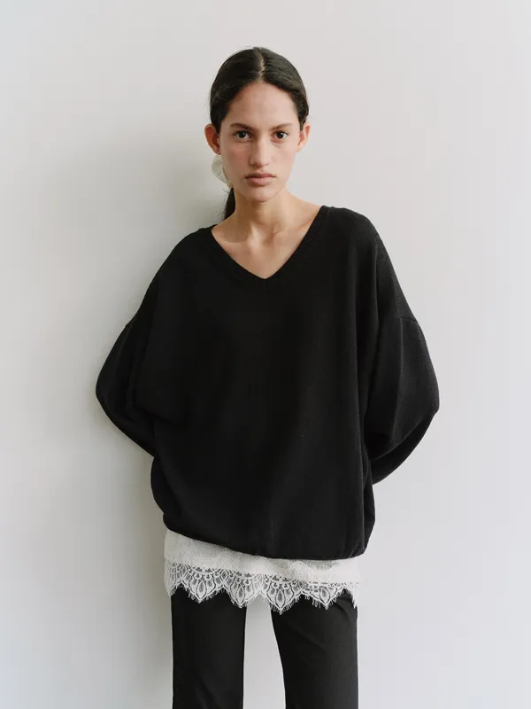 TIS CASHMERE V-NECK KNIT_D-NAVY
