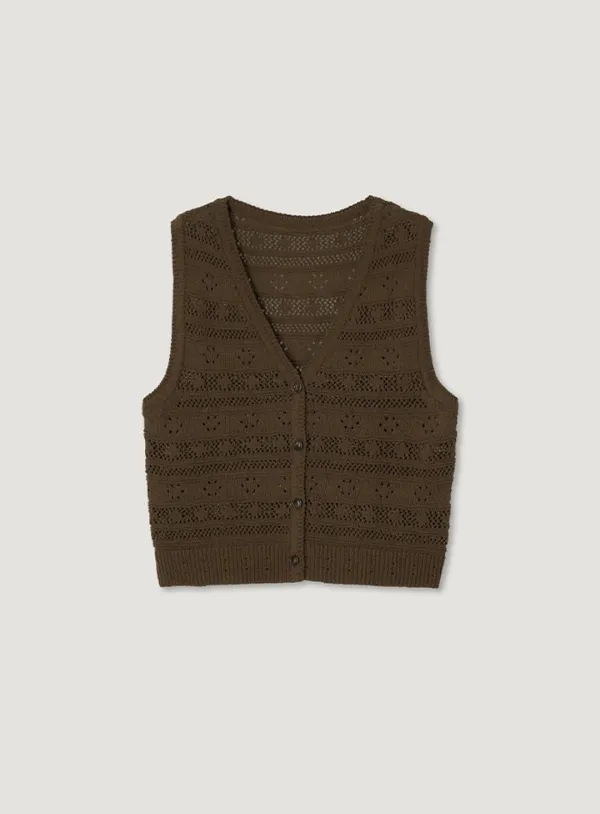ELMO KNIT VEST_BROWN