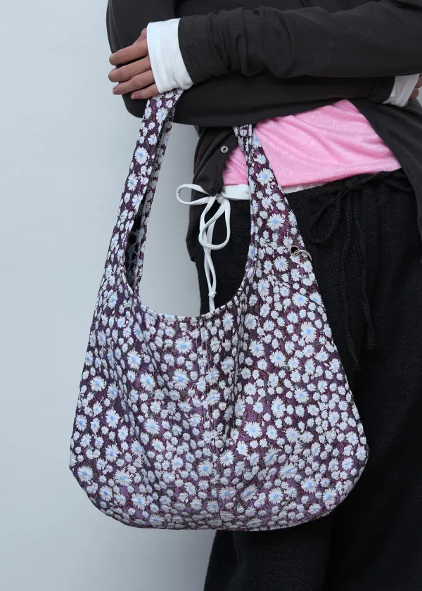 Floral Jacquard Eyelet Shoulder Bag_Purple