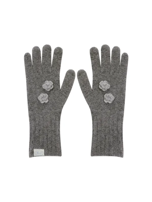CORSAGE KNIT GLOVES (CHARCOAL)