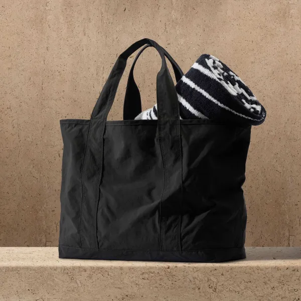 Small Matte Nylon Tote - Black