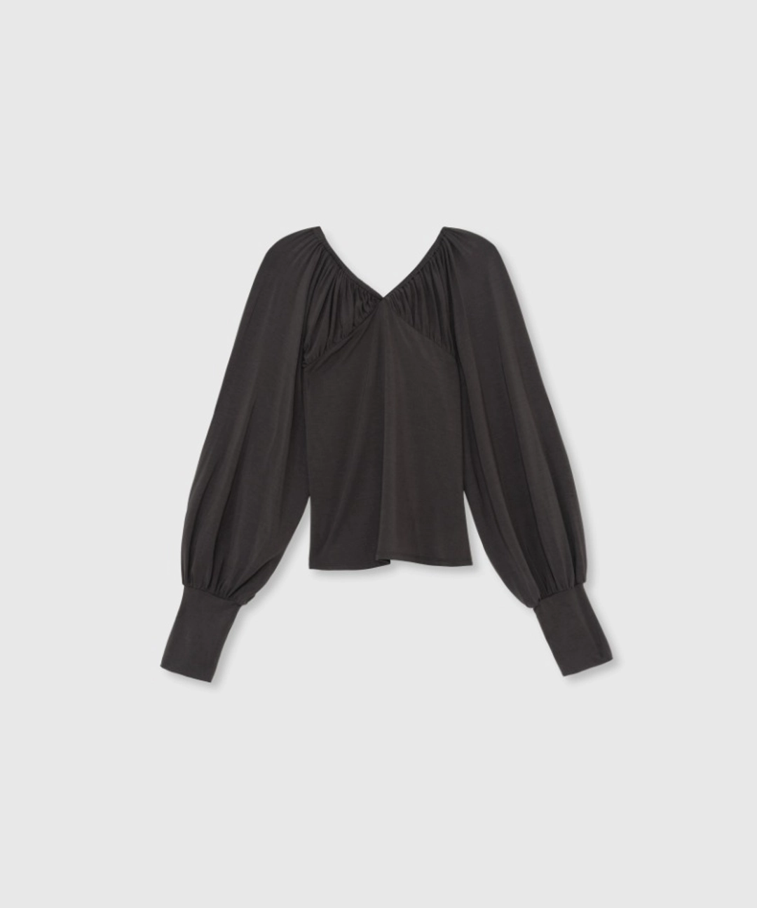 니히 Ribbon shirring tee (Charcoal) 상품 이미지 1