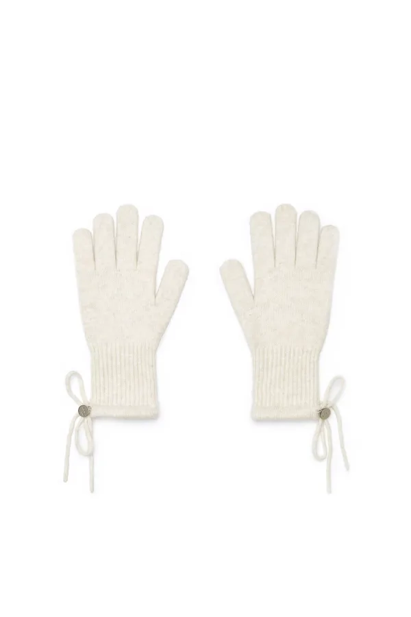RIBBON FINGER HOLE GLOVES IN IVORY