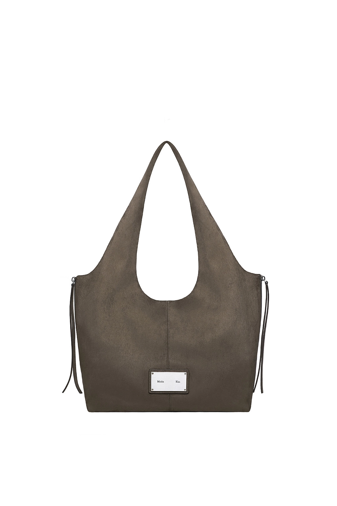 마뗑킴 SIDE ZIP SUEDE SHOULDER BAG IN CHARCOAL 상품 이미지 1