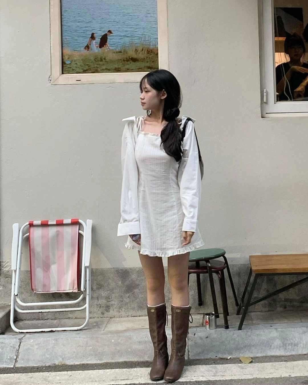 낫유어로즈 @lnav.wlace frill mini dress (Ivory)Baby shirts  bolero (White) 상품 이미지 1