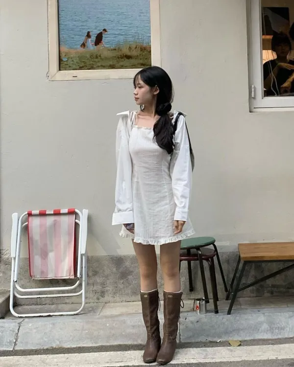 @lnav.wlace frill mini dress (Ivory)Baby shirts  bolero (White)