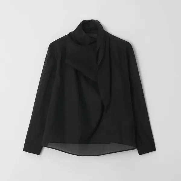Inez Set-up Sheer Tie Blouse_2Color