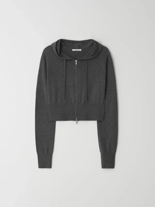 Knit Zip-up Hoodie (Charcoal)