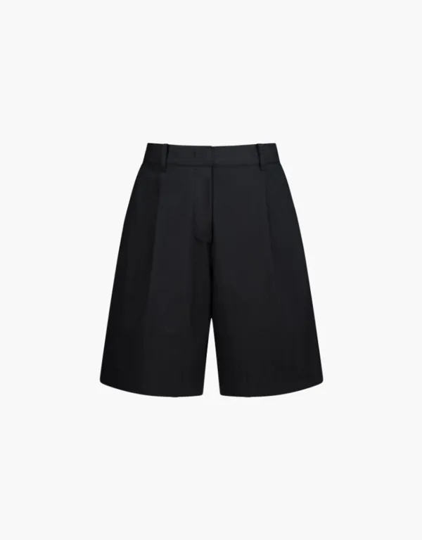 wrinkle midi pants - black