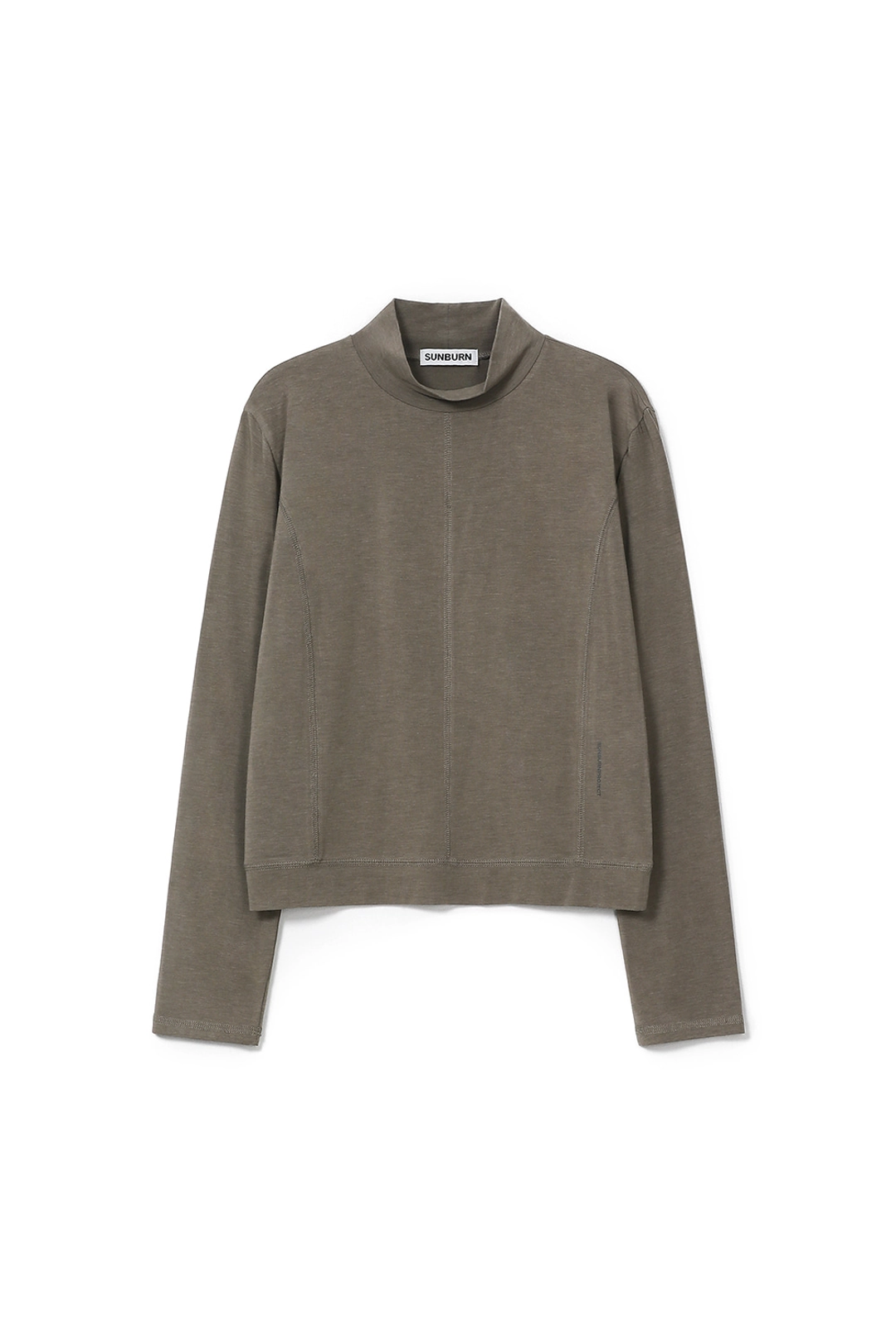 썬번프로젝트 HALF NECK PANELED LONG SLEEVE TOP, BROWN 상품 이미지 1