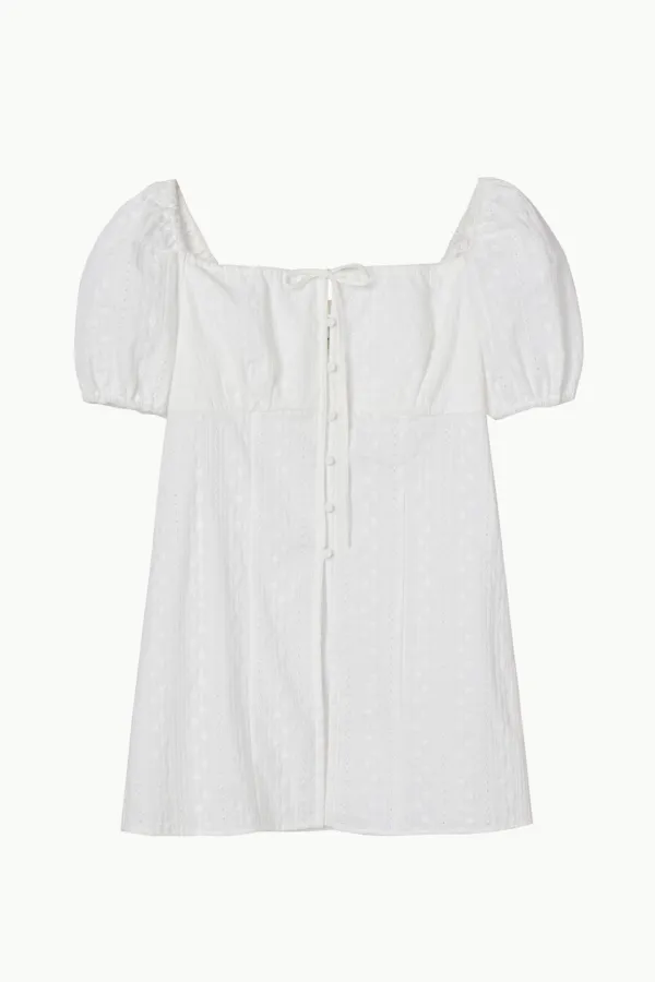 Eyelet Embroidered Puff Sleeve Blouse, Ivory