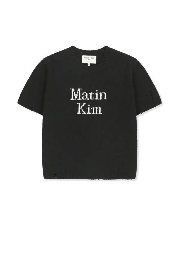 HALF SLEEVE LOGO PULLOVER FOR WOMEN IN BLACK