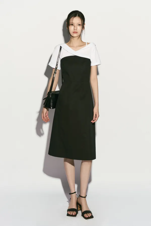 ASYMMETRIC STRAP SHIRT DRESS