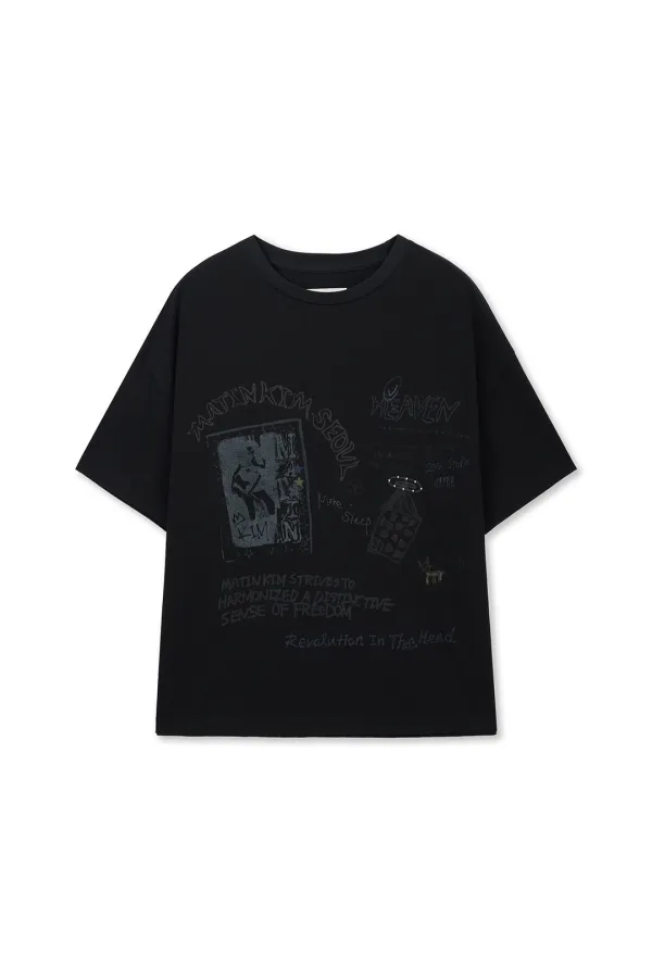 GRAFFITI ARTWORK TOP IN BLACK