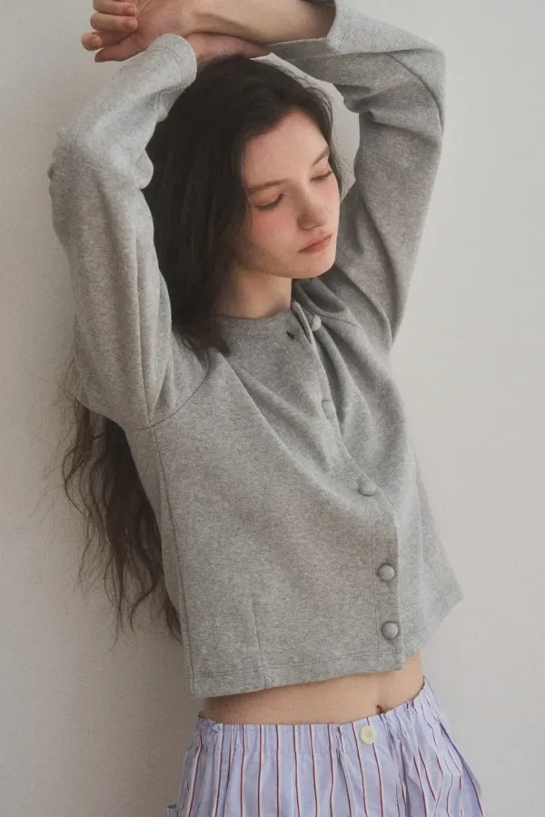 moa terry cardigan_gray