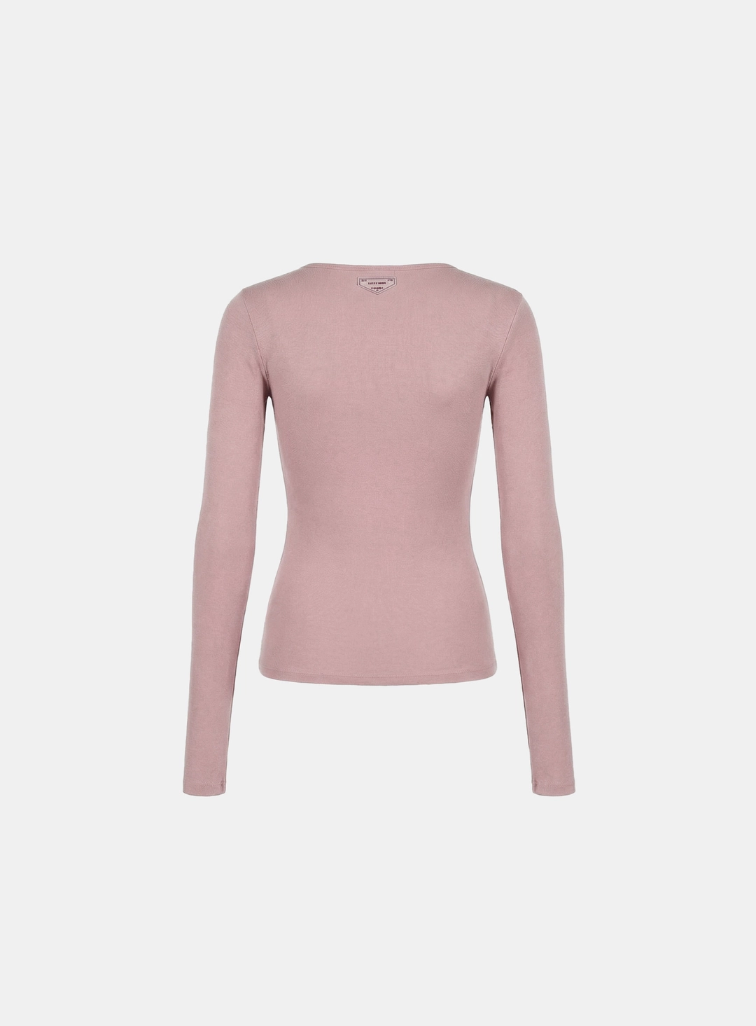 배드블러드 [w-tee26-038] BS Cotton Jersey Fitted Henley Neck Long Sleeve T-Shirt - Pink 상품 이미지 3