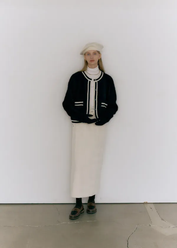 CORDUROY PENCIL LONG SKIRT (sand ivory)